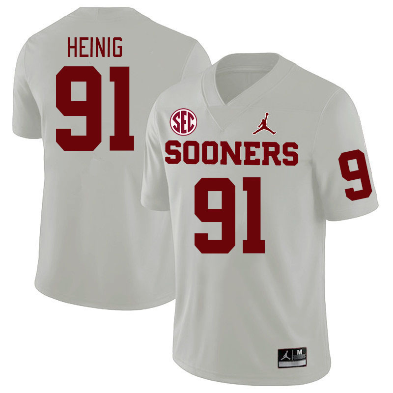 #91 Drew Heinig Oklahoma Sooners 2024 SEC Conference College Football Jerseys-White